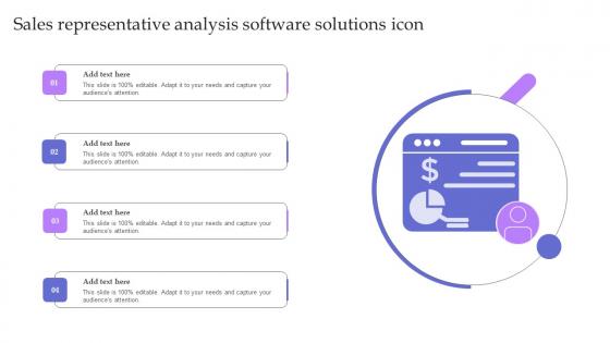 Sales Representative Analysis Software Solutions Icon Template Pdf