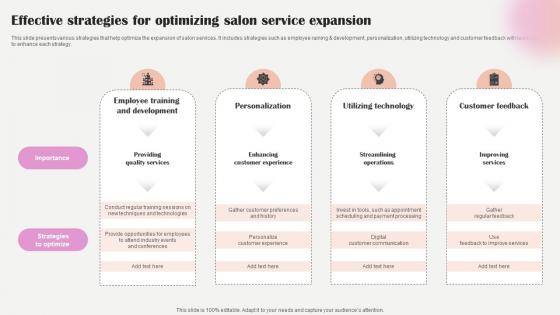 Salon Marketing Plan To Optimize Customized Effective Strategies For Optimizing Strategy SS V