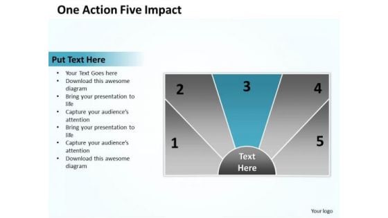 Sample Business Model Diagram One Action Five Impact PowerPoint Slides