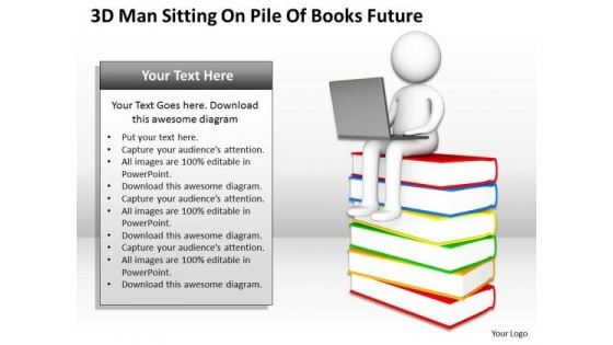 Sample Business Organizational Chart 3d Man Sitting Pile Of Books Future PowerPoint Templates