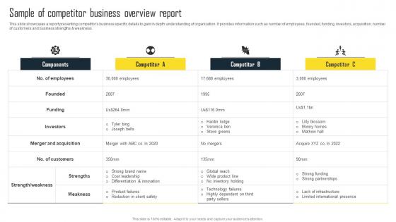 Sample Of Competitor Business Overview Report Efficient Plan For Conducting Competitor Sample Pdf