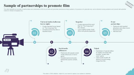 Sample Of Partnerships To Promote Film Strategic Plan To Increase Film Ppt Powerpoint Strategy SS V