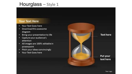 Sand Falling Out Of An Hourglass Editable PowerPoint Slides