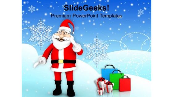 Santa Claus Giving Gifts On Christmas Eve PowerPoint Templates Ppt Backgrounds For Slides 1212
