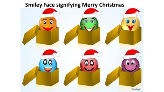 Santa Faces Coming Out Of Boxes Christmas Eve PowerPoint Templates