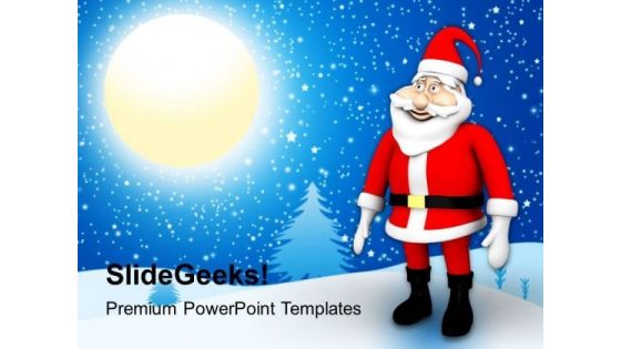 Santa Standing In Sun Christmas Eve PowerPoint Templates Ppt Backgrounds For Slides 1212