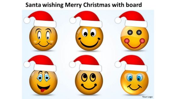 Santa Wishing Merry Christmas With Board Work Flow Charts PowerPoint Slides