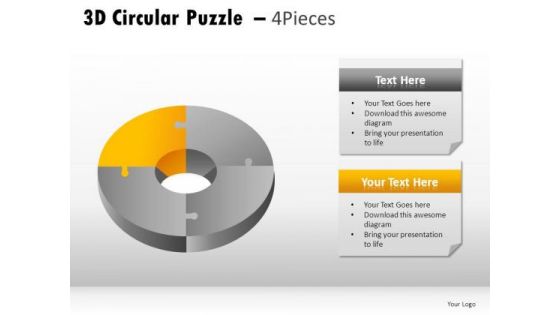 Saturation 3d Circular Puzzle 4 Pieces PowerPoint Slides And Ppt Diagram Templates