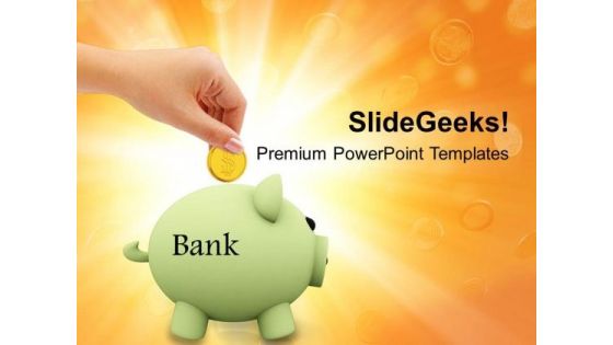 Save Money In Piggy Bank Security PowerPoint Templates Ppt Backgrounds For Slides 0313