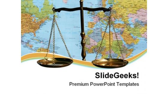 Scales And World Map Law PowerPoint Templates And PowerPoint Backgrounds 0711