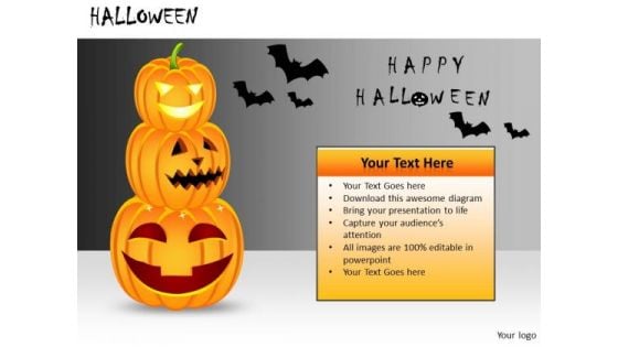 Scary Halloween Pumpkins Bats PowerPoint Templates Editable Ppt Slides