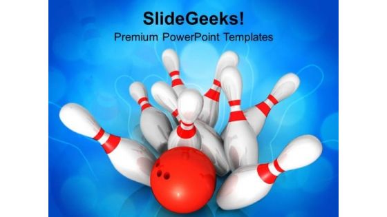 Scattered Skittle And Bowling Ball Competition PowerPoint Templates Ppt Backgrounds For Slides 0313