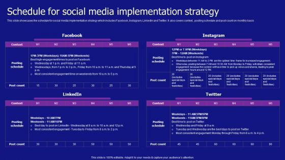 Schedule For Social Media Implementation Strategy Jewelry Products Business Background Pdf