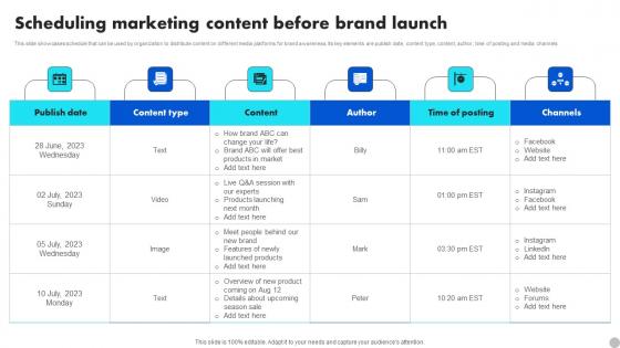 Scheduling Marketing Content Before Brand Launch Brand Diversification Approach Background Pdf