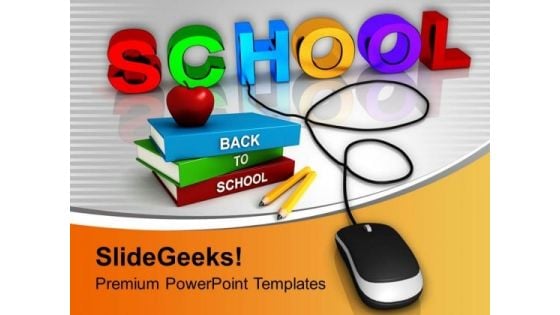 School Connected To Mouse Online Education PowerPoint Templates Ppt Backgrounds For Slides 0313