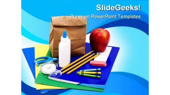 School Supplies Education PowerPoint Backgrounds And Templates 1210