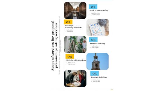 Scope Of Services For Proposal Premium Painting Services One Pager Sample Example Document