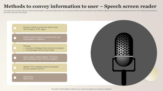 Screen Reader Accessible Website Methods To Convey Information To User Speech Template Pdf