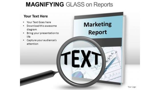 Scrutiny Magnifying Glass On Report PowerPoint Slides And Ppt Diagram Templates