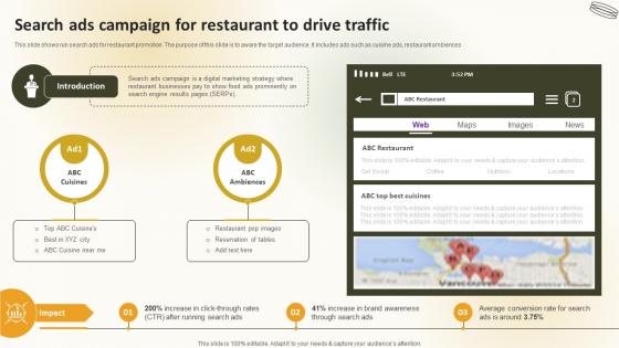 Search Ads Campaign For Restaurant To Drive Traffic Create An Effective Restaurant