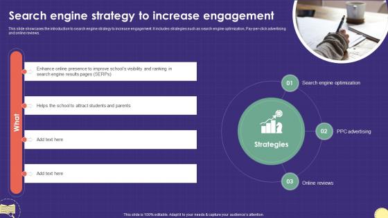 Search Engine Strategy To Increase Engagement Marketing Plan For Boosting School Strategy SS V