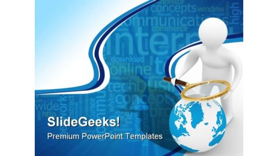 Search Globe People PowerPoint Template 0610