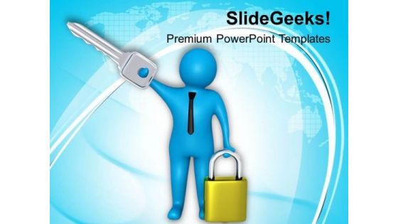 Secure Solutions Key And Lock PowerPoint Templates Ppt Backgrounds For Slides 0813