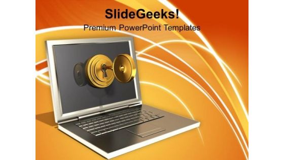 Secured Laptop And Information Technology PowerPoint Templates Ppt Backgrounds For Slides 0113