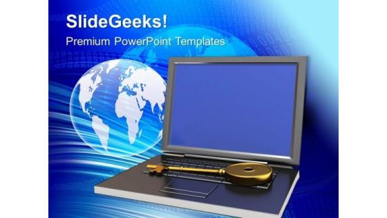 Secured Laptop Global Business PowerPoint Templates Ppt Backgrounds For Slides 0213