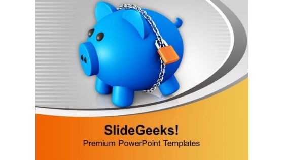 Secured Piggy Bank With Chains PowerPoint Templates Ppt Backgrounds For Slides 0313