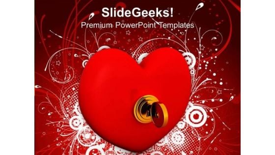 Security Key On Heart Love PowerPoint Templates Ppt Backgrounds For Slides 0213