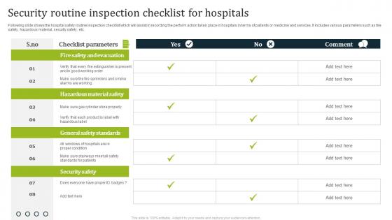 Security Routine Inspection Checklist For Hospitals Diagrams Pdf