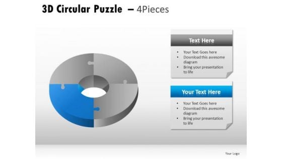 Segment 3d Circular Puzzle 4 Pieces PowerPoint Slides And Ppt Diagram Templates