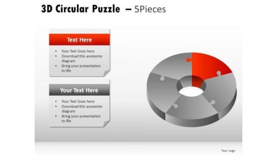 Segment 3d Circular Puzzle 5 Pieces PowerPoint Slides And Ppt Diagram Templates