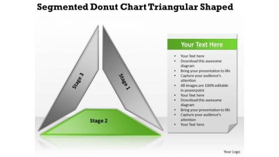 Segmented Donut Chart Triangular Shaped Business Plan Program PowerPoint Templates