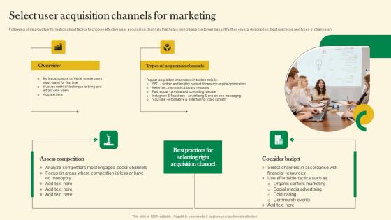 Select User Acquisition Channels For Marketing Online Customer Acquisition Background Pdf