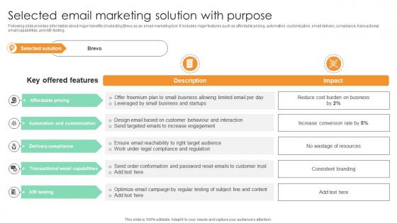 Selected Email Marketing Solution With Purpose Comprehensive Guide For Marketing Technology