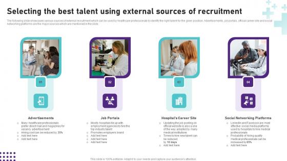 Selecting The Best Talent Using External Sources Operational Areas Healthcare Graphics PDF