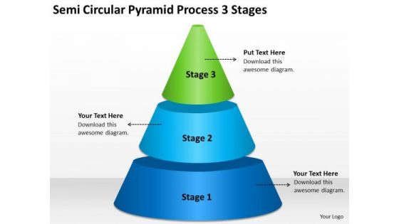 Semi Circular Pyramid Process 3 Stages Ppt Business Plan Components PowerPoint Templates