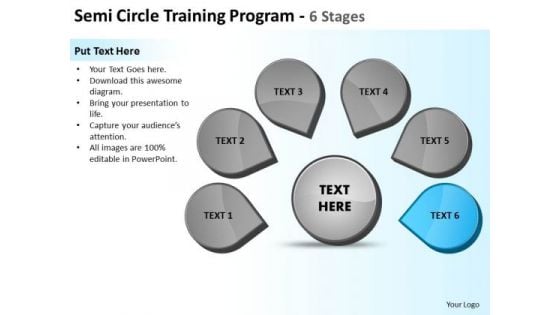 Semicircle Training Program 6 Stages Ppt Cycle Spoke Network PowerPoint Slides