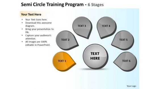 Semicircle Training Program 6 Stages Ppt Relative Cycle Arrow Process PowerPoint Slides