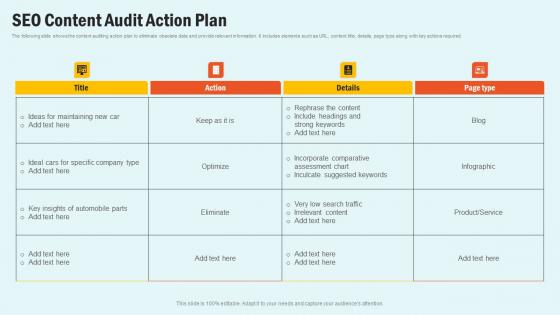 SEO Content Audit Action Enhancing Website Performance With Search Engine Content Clipart Pdf