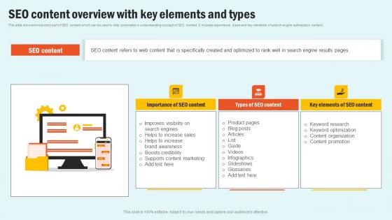 SEO Content Overview Key Elements Enhancing Website Performance With Search Engine Content Download Pdf