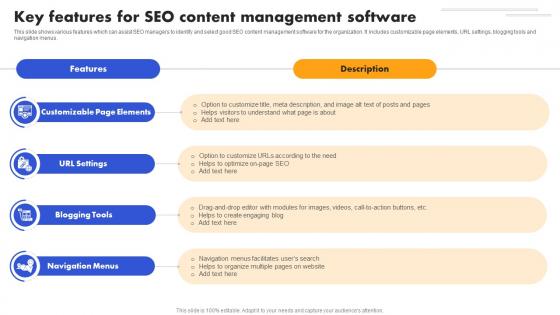 SEO Strategy To Improve Key Features For SEO Content Management Strategy SS V