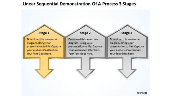 Sequential Demonstration Of Process 3 Stages Business Plan Free PowerPoint Templates