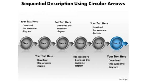 Sequential Description Using Circular Arrows Workflow Management PowerPoint Slides