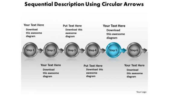 Sequential Description Using Circular Arrows Working Flow Chart PowerPoint Slides