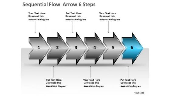 Sequential Flow Arrow 6 Steps Circuit Simulation PowerPoint Slides