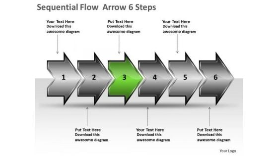 Sequential Flow Arrow 6 Steps Free Chart Maker PowerPoint Templates