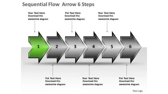 Sequential Flow Arrow 6 Steps What Is Process Chart PowerPoint Templates